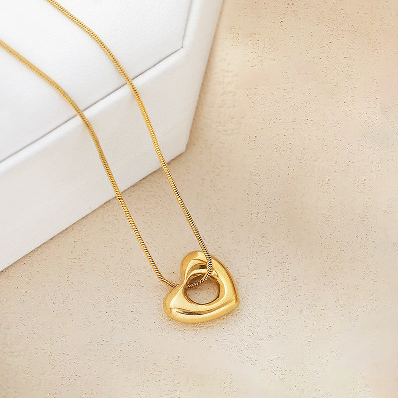 Chunky Open Heart Snake Chain Necklace
