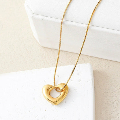Chunky Open Heart Snake Chain Necklace