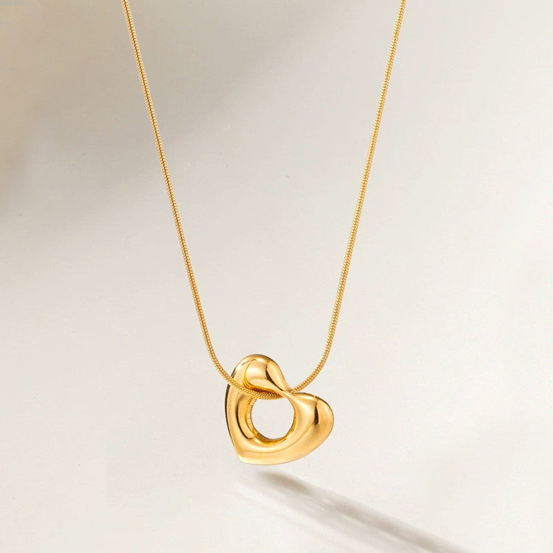 Chunky Open Heart Snake Chain Necklace