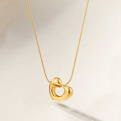 Chunky Open Heart Snake Chain Necklace