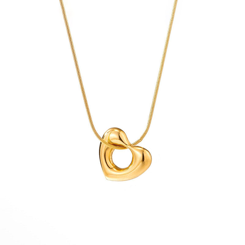 Chunky Open Heart Snake Chain Necklace