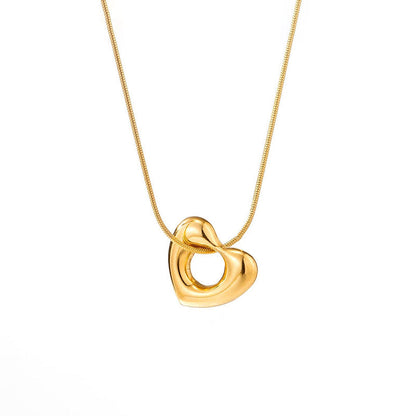Chunky Open Heart Snake Chain Necklace