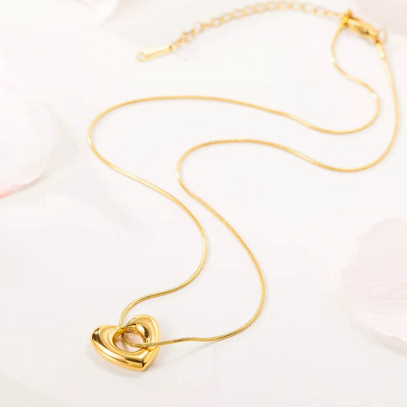 Chunky Open Heart Snake Chain Necklace