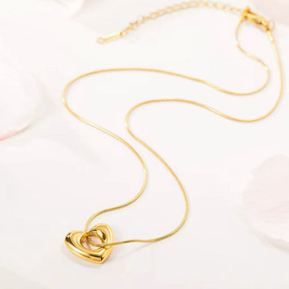 Chunky Open Heart Snake Chain Necklace