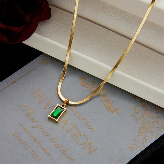 Regal Emerald Heritage Necklace – Anti-Tarnish Gold Snake Chain