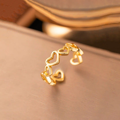 Open Heart Band Ring – Adjustable Romantic Statement Ring