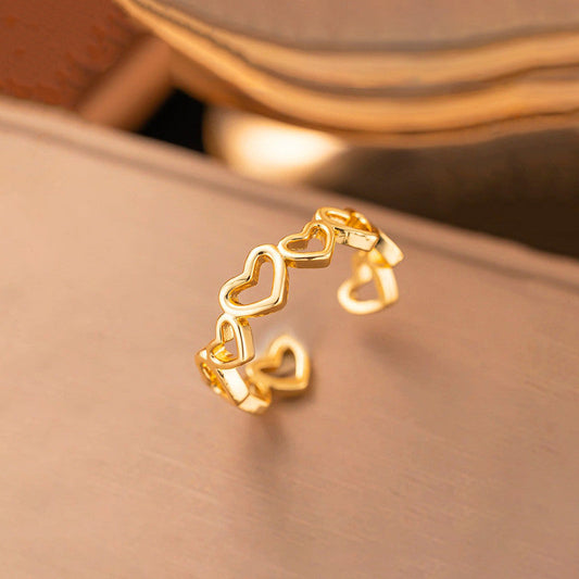 Open Heart Band Ring – Adjustable Romantic Statement Ring