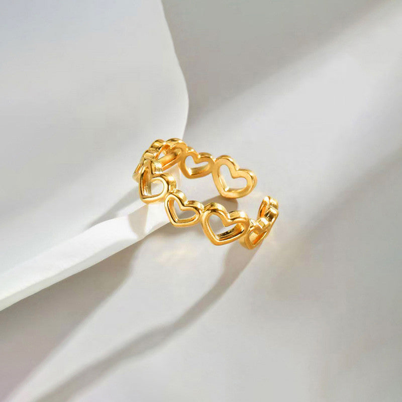 Open Heart Band Ring – Adjustable Romantic Statement Ring