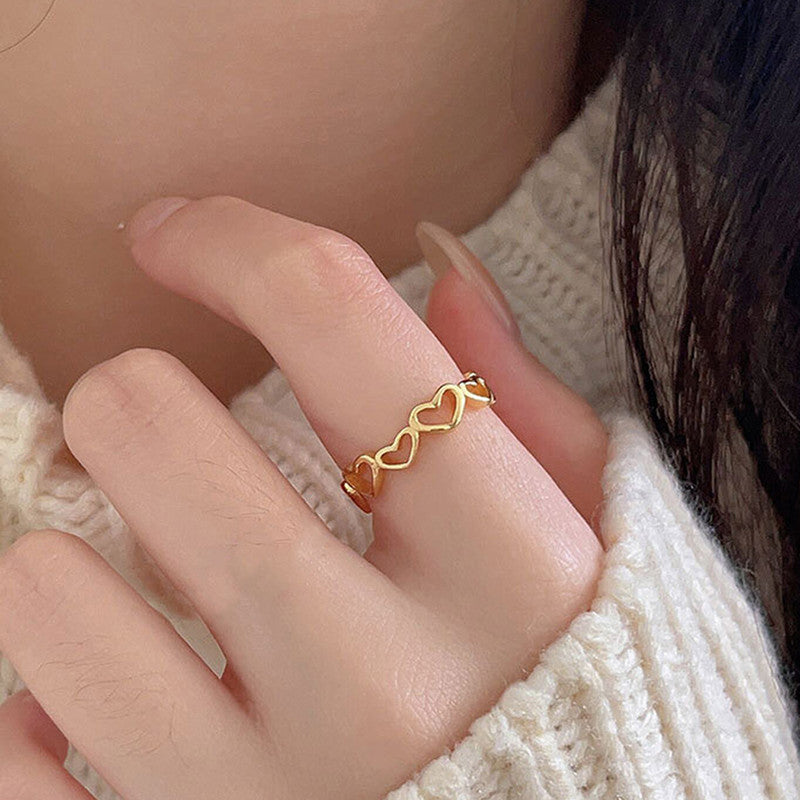 Open Heart Band Ring – Adjustable Romantic Statement Ring