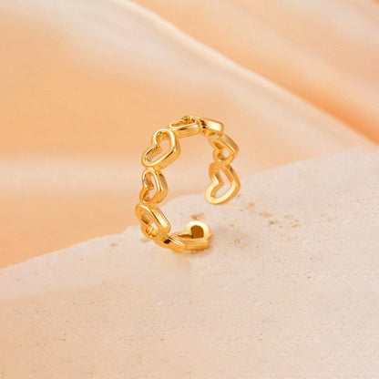 Open Heart Band Ring – Adjustable Romantic Statement Ring