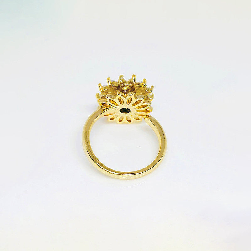 Rotating Sunflower Zirconia Spinner Ring
