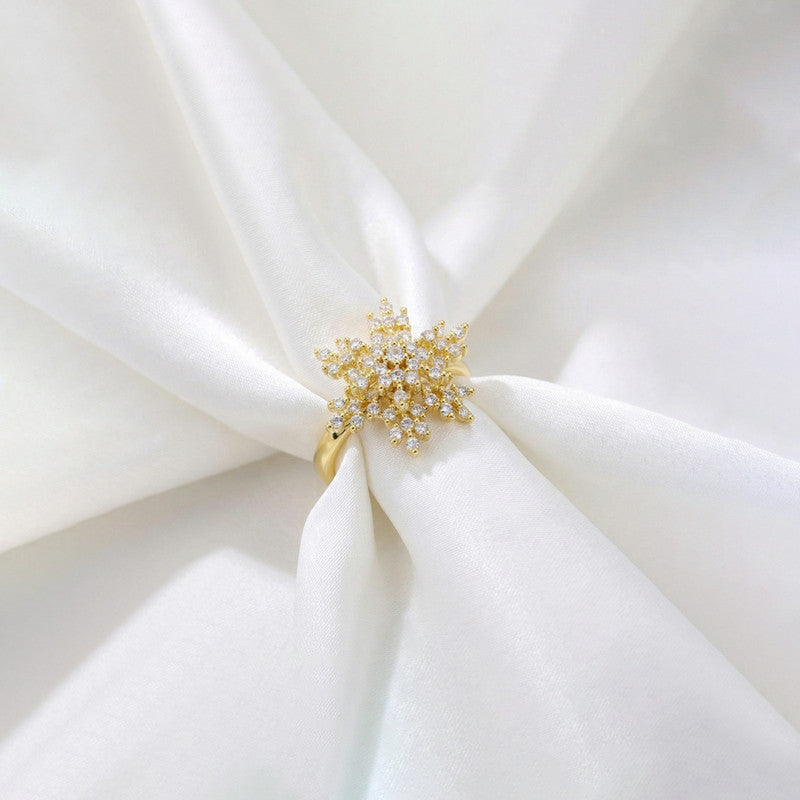 Sparkling Snowflake Rotating Spinner Ring