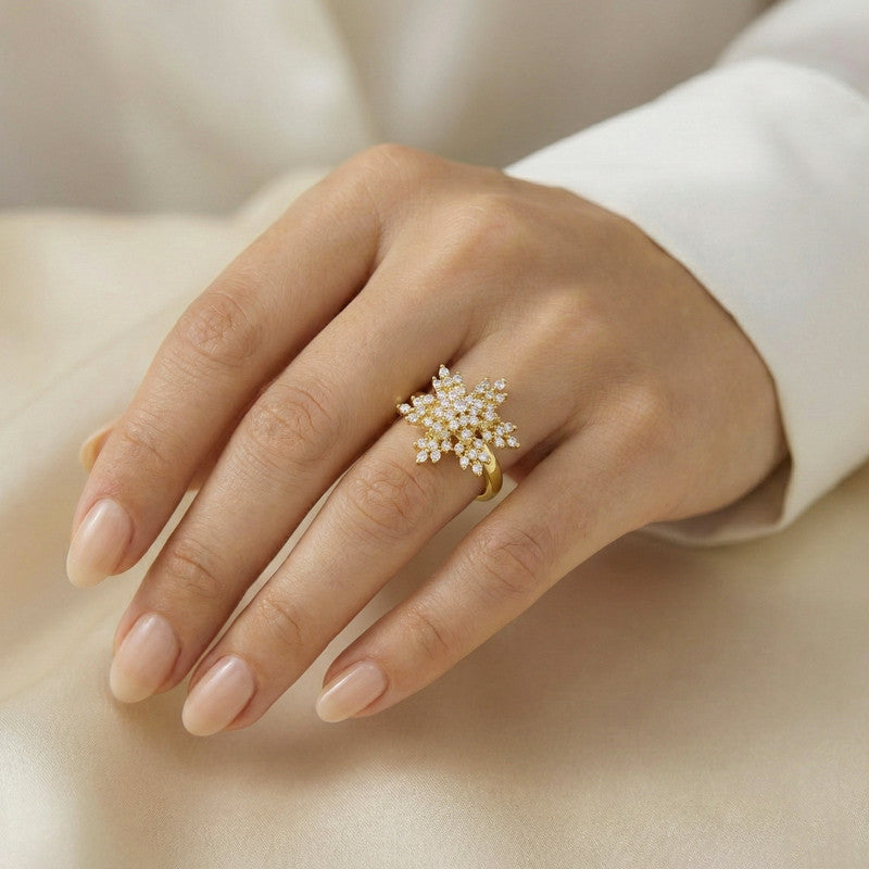 Sparkling Snowflake Rotating Spinner Ring