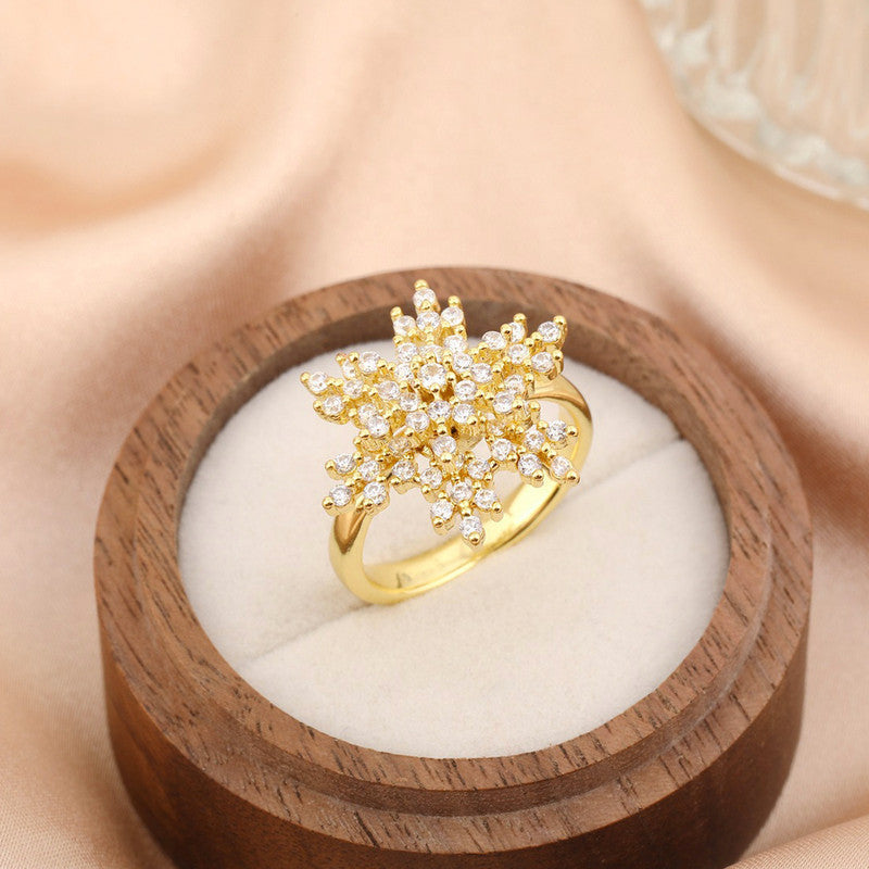 Sparkling Snowflake Rotating Spinner Ring