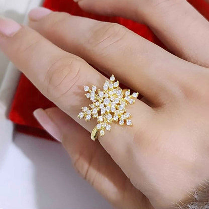 Sparkling Snowflake Rotating Spinner Ring