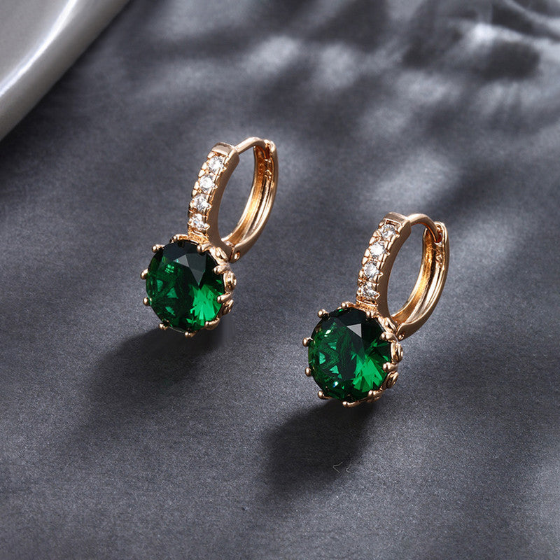 Emerald Radiance Huggie Earrings