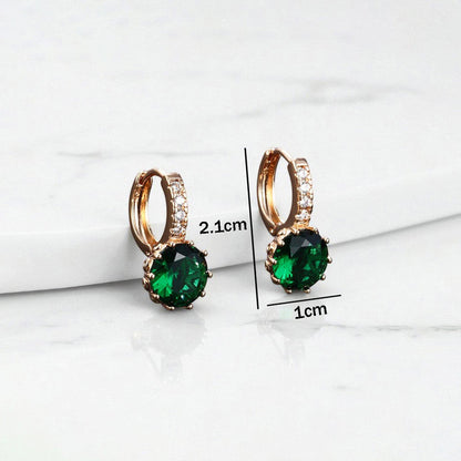 Emerald Radiance Huggie Earrings