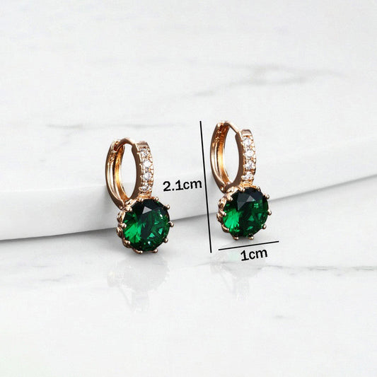 Emerald Radiance Huggie Earrings
