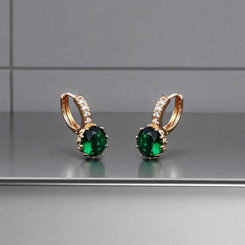 Emerald Radiance Huggie Earrings