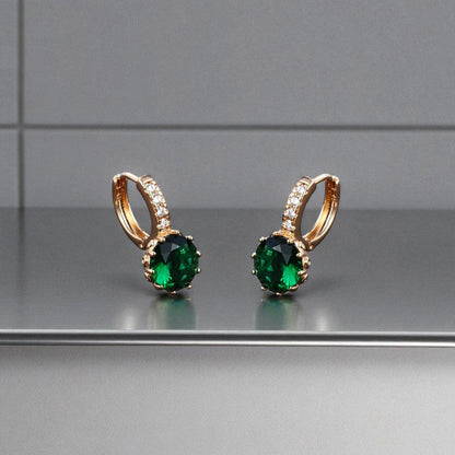 Emerald Radiance Huggie Earrings
