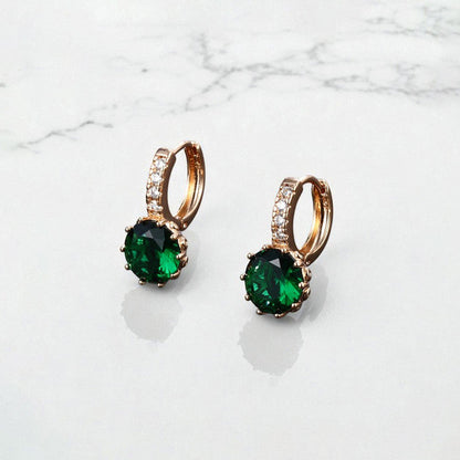Emerald Radiance Huggie Earrings