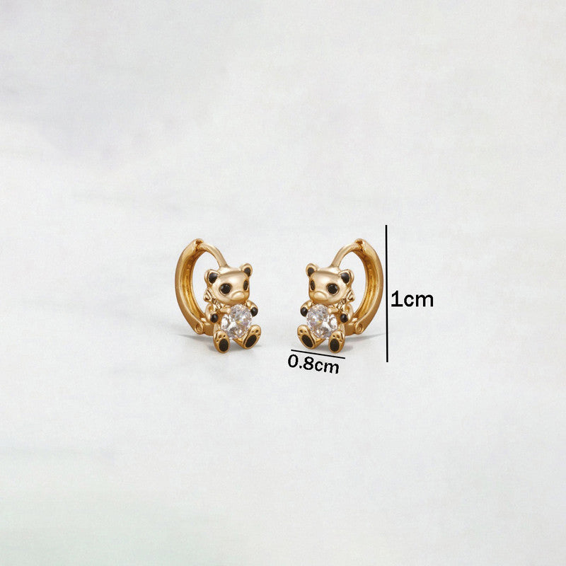 Sparkling Crystalline Teddy Bear Huggie Hoops