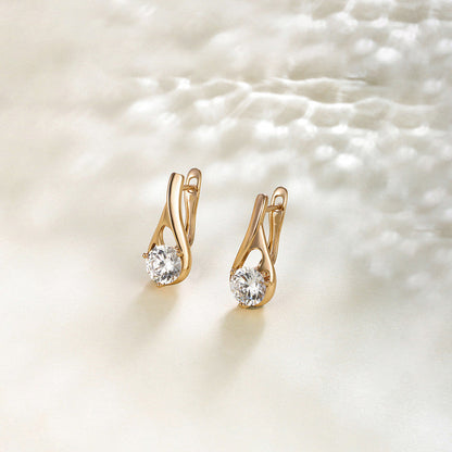 Serene Solitaire Drop Earrings – 18K Gold Plated Stainless Steel