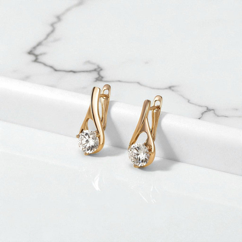 Serene Solitaire Drop Earrings – 18K Gold Plated Stainless Steel