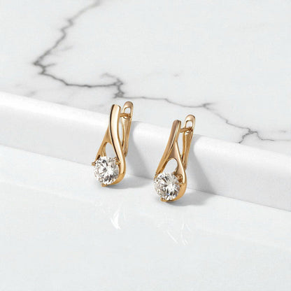 Serene Solitaire Drop Earrings – 18K Gold Plated Stainless Steel