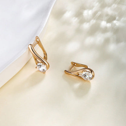 Serene Solitaire Drop Earrings – 18K Gold Plated Stainless Steel