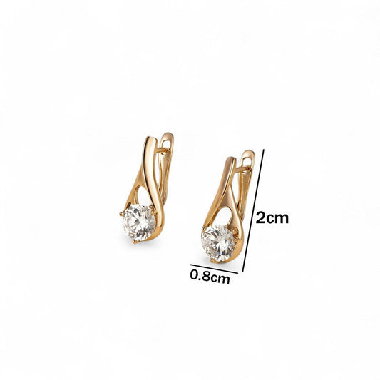 Serene Solitaire Drop Earrings – 18K Gold Plated Stainless Steel