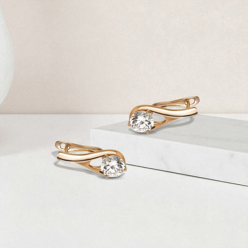 Serene Solitaire Drop Earrings – 18K Gold Plated Stainless Steel