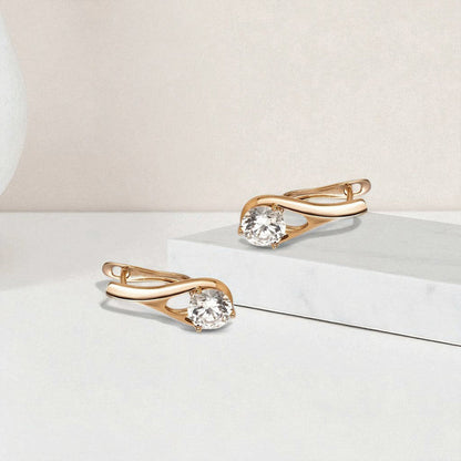 Serene Solitaire Drop Earrings – 18K Gold Plated Stainless Steel