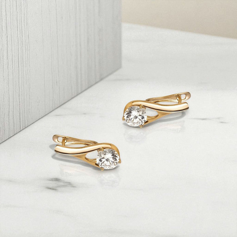 Serene Solitaire Drop Earrings – 18K Gold Plated Stainless Steel