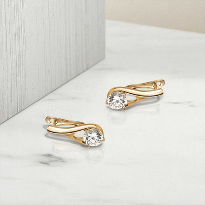 Serene Solitaire Drop Earrings – 18K Gold Plated Stainless Steel