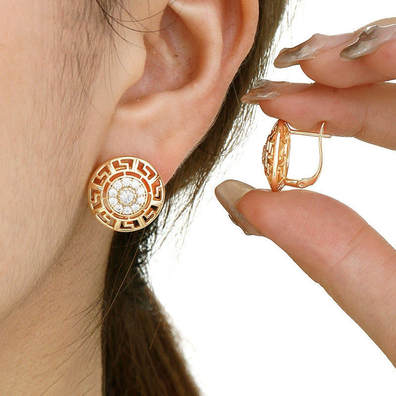 Vintage Grecian Medallion Stud Earrings | Aloré