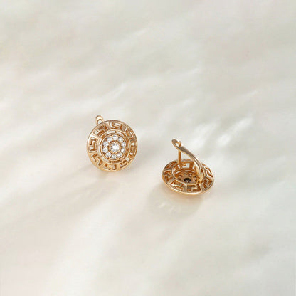 Vintage Grecian Medallion Stud Earrings | Aloré
