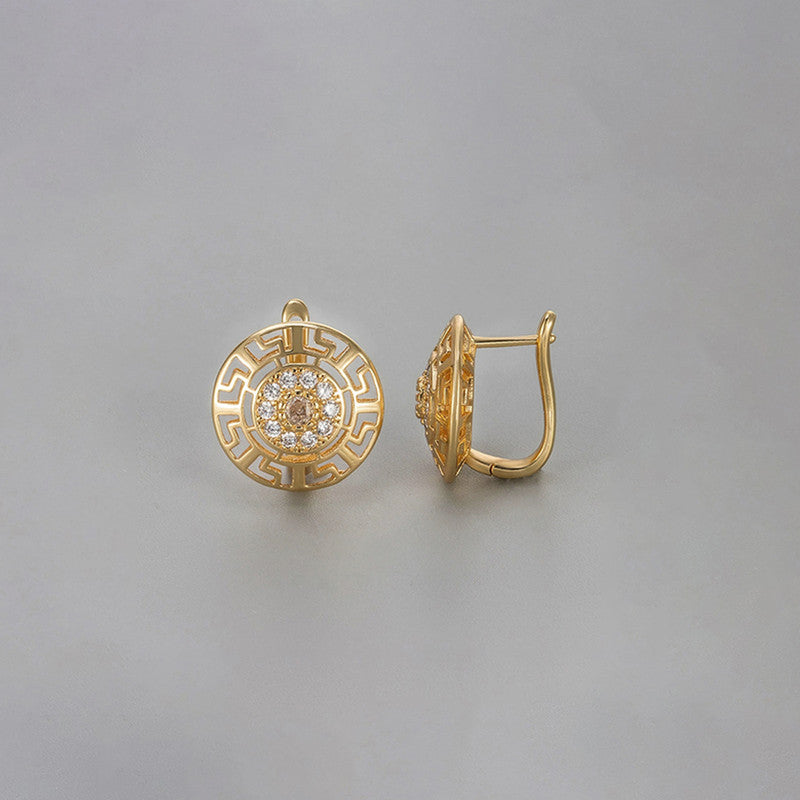 Vintage Grecian Medallion Stud Earrings | Aloré