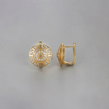 Vintage Grecian Medallion Stud Earrings | Aloré