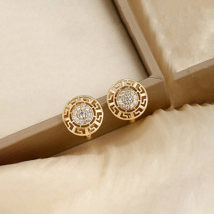 Vintage Grecian Medallion Stud Earrings | Aloré