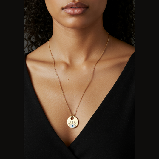 Stainless steel Necklace with Evil Eye Pendant