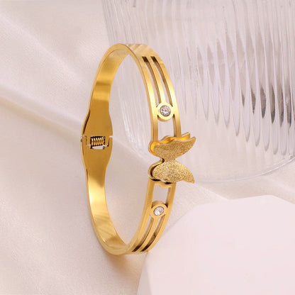 Golden Butterfly Cut-Out Bangle – Anti-Tarnish & Waterproof Stainless Steel