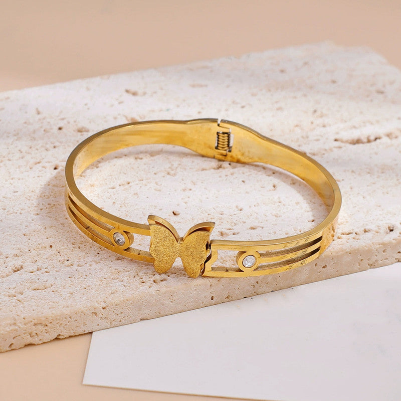 Golden Butterfly Cut-Out Bangle – Anti-Tarnish & Waterproof Stainless Steel