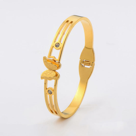 Golden Butterfly Cut-Out Bangle – Anti-Tarnish & Waterproof Stainless Steel