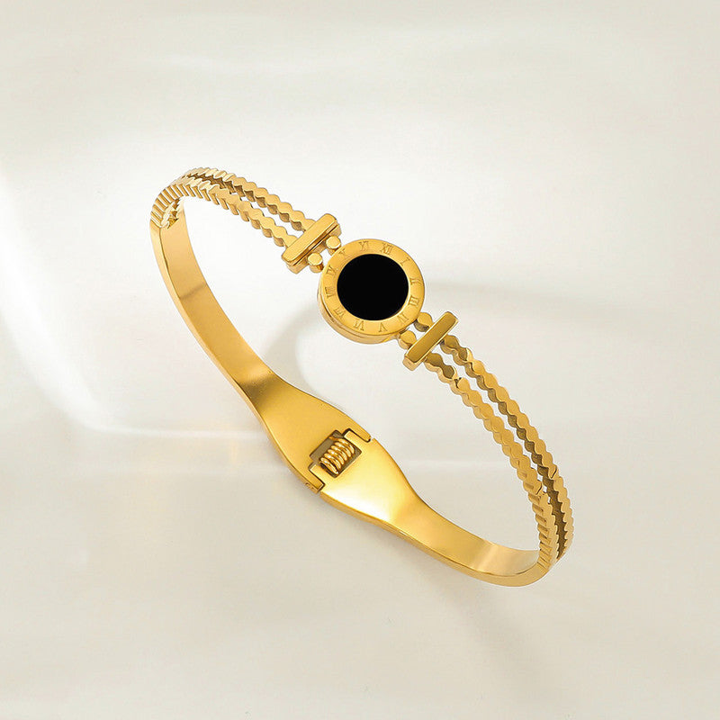Roman Numeral Medallion Bangle