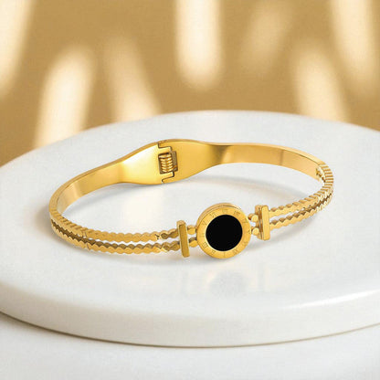 Roman Numeral Medallion Bangle