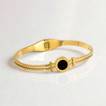 Roman Numeral Medallion Bangle