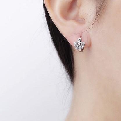 Royal Pavé Crown Huggie Hoop Earrings in Stainless Steel