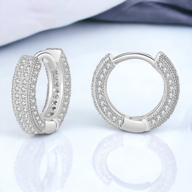 Dainty Pavé Zirconia Huggie Hoop Earrings