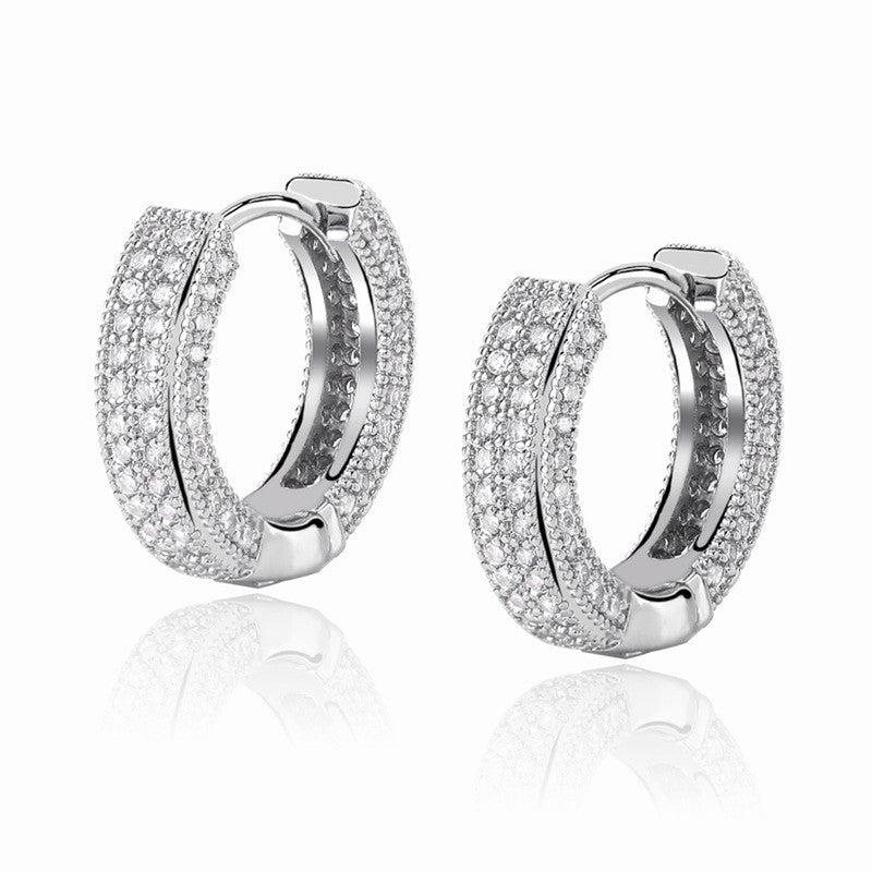 Dainty Pavé Zirconia Huggie Hoop Earrings